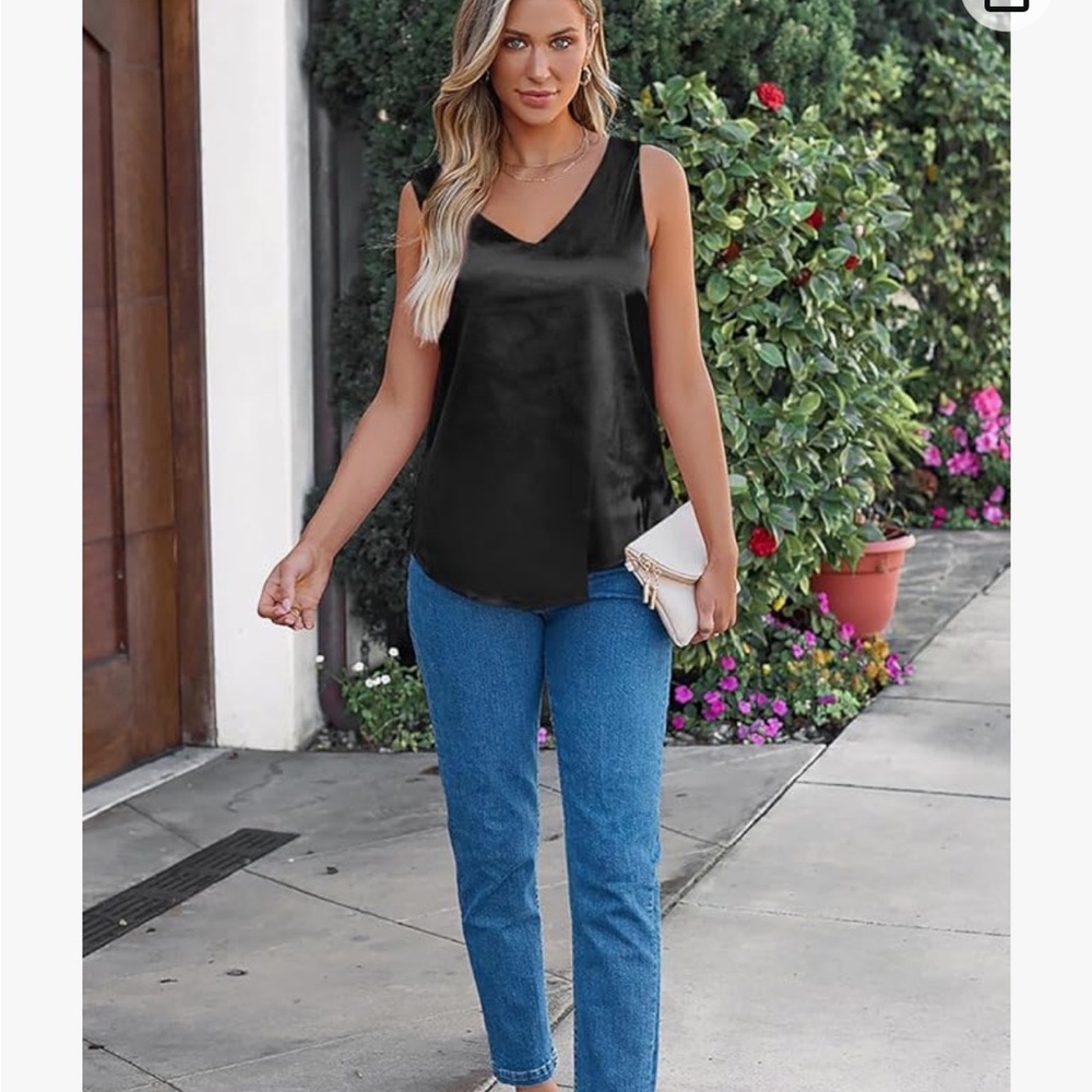 Never worn black satin blouse tank top